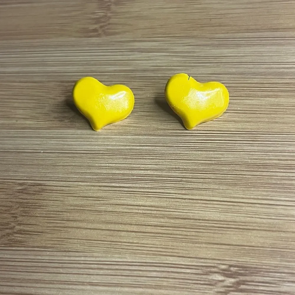 Yellow Heart Stud Earrings